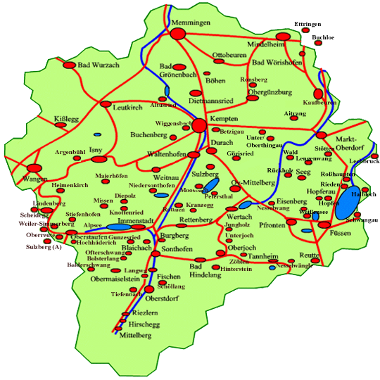 Karte Allg&auml;u